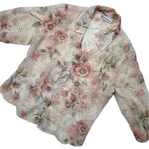 Vintage 80s dressbarn floral sheer top